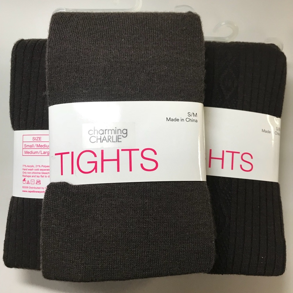 Charming Charlie’s brown sweater tights